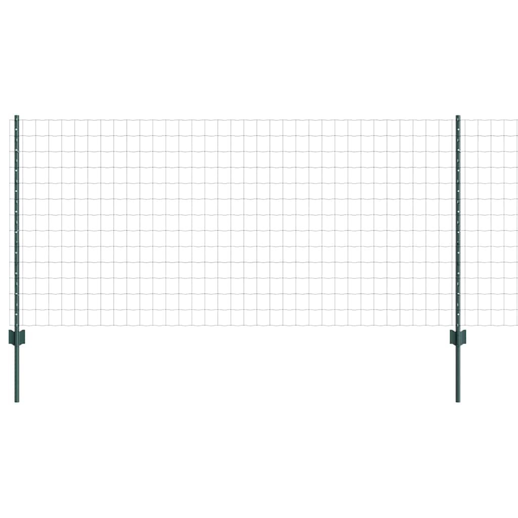 Fence with Posts Green 1 x 10 m Steel