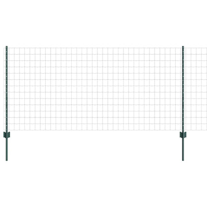Fence with Posts Green 1 x 10 m Steel