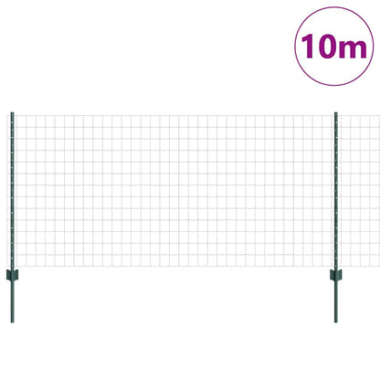Fence with Posts Green 1 x 10 m Steel
