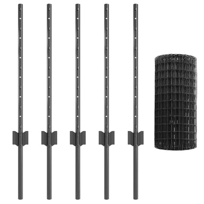Fence with Posts Grey 0.6 x 10 m Steel