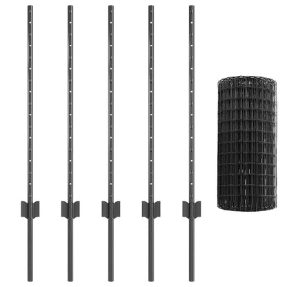 Fence with Posts Grey 0.8 x 10 m Steel