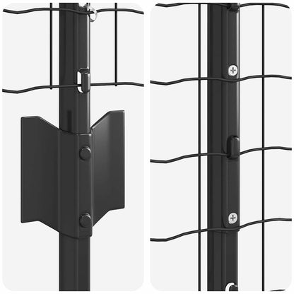 Fence with Posts Grey 1.6 x 10 m Steel