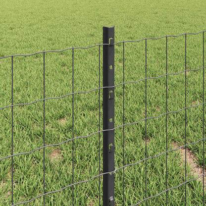 Fence with Posts Grey 0.4 x 10 m Steel