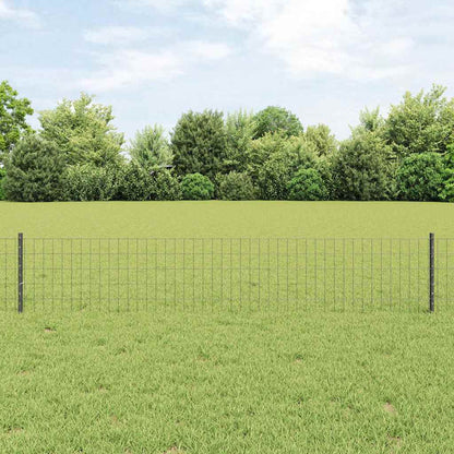Fence with Posts Grey 0.4 x 10 m Steel