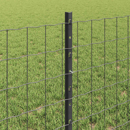 Fence with Posts Grey 0.6 x 10 m Steel