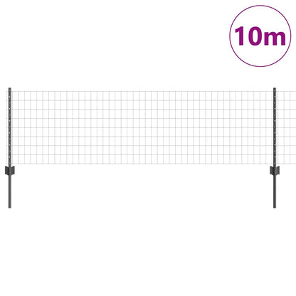 Fence with Posts Grey 0.6 x 10 m Steel