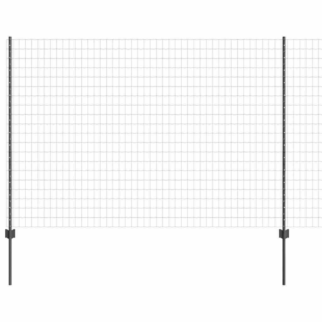 Fence with Posts Grey 1.5 x 10 m Steel