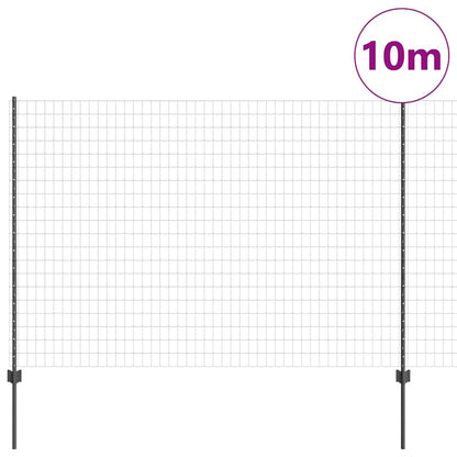 Fence with Posts Grey 1.5 x 10 m Steel