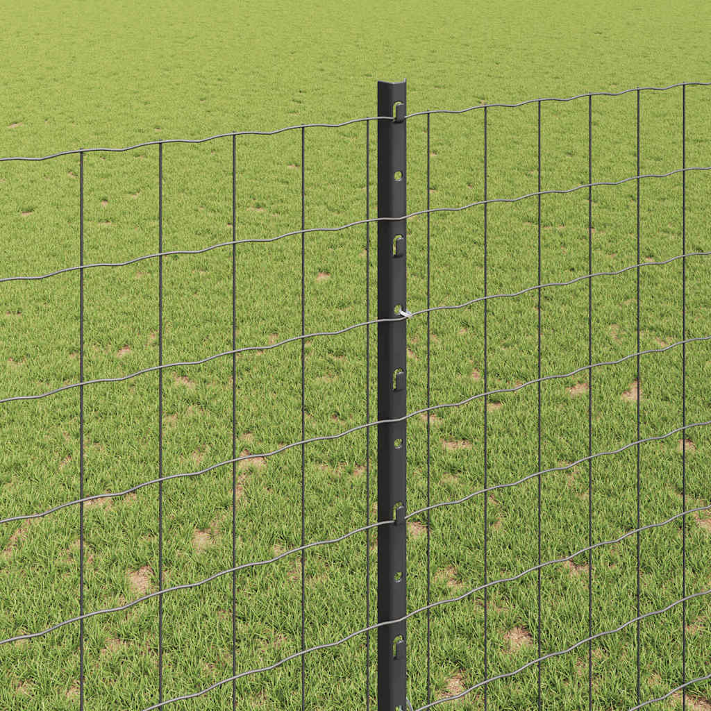 Fence with Posts Grey 1.6 x 10 m Steel