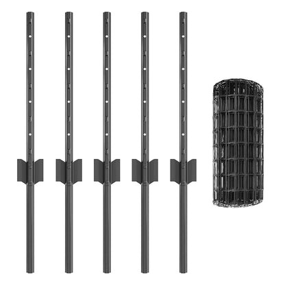 Fence with Posts Grey 0.4 x 10 m Steel