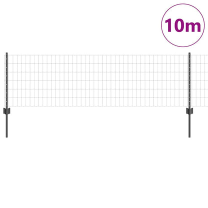 Fence with Posts Grey 0.6 x 10 m Steel