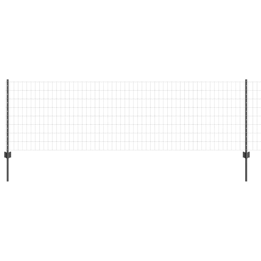 Fence with Posts Grey 0.8 x 10 m Steel