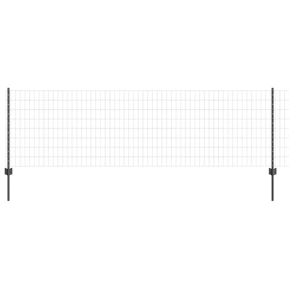 Fence with Posts Grey 0.8 x 10 m Steel
