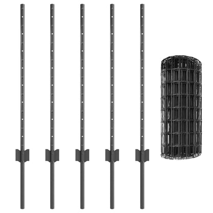 Fence with Posts Grey 0.8 x 10 m Steel