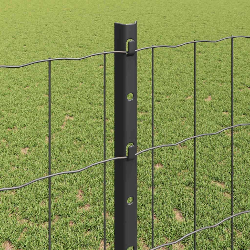 Fence with Posts Grey 1.2 x 10 m Steel