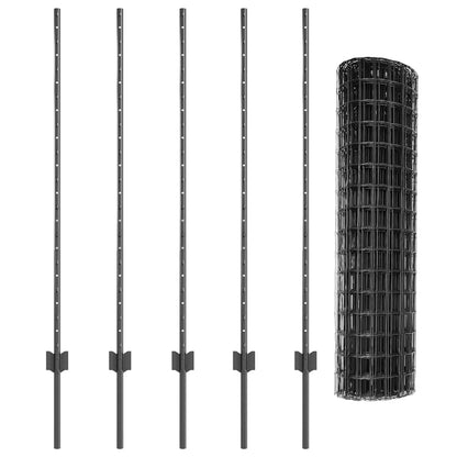 Fence with Posts Grey 1.2 x 10 m Steel
