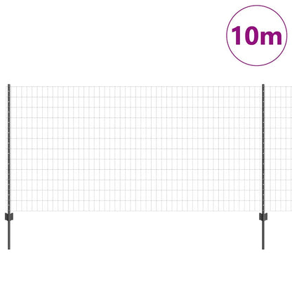 Fence with Posts Grey 1.2 x 10 m Steel