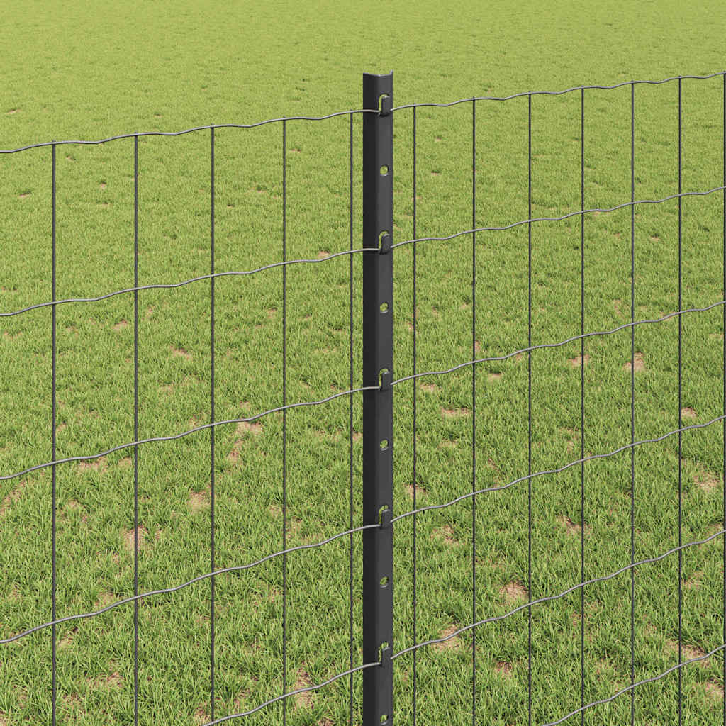 Fence with Posts Grey 1.4 x 10 m Steel