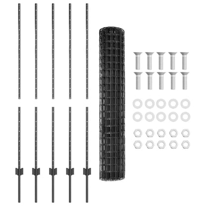 Fence with Posts Grey 1.4 x 10 m Steel