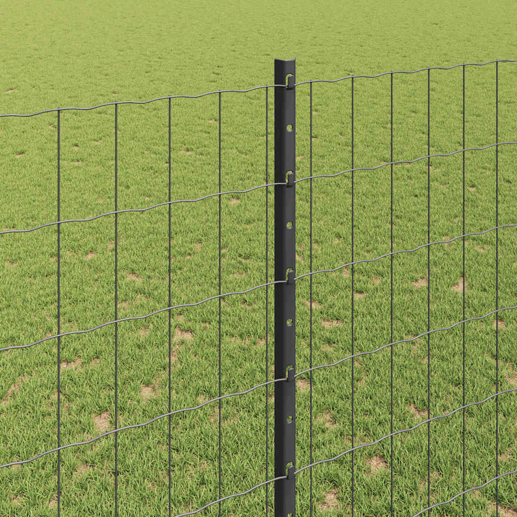 Fence with Posts Grey 1.5 x 10 m Steel