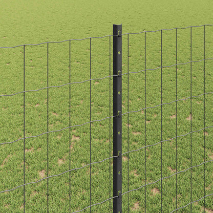 Fence with Posts Grey 1.5 x 10 m Steel