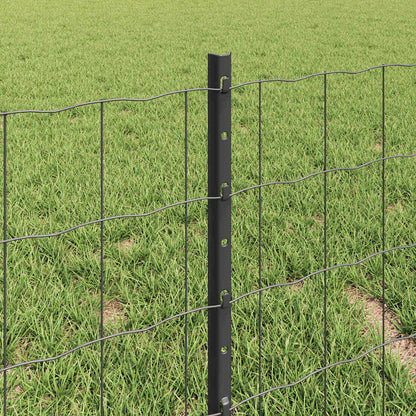Fence with Posts Grey 0.4 x 10 m Steel