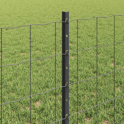 Fence with Posts Grey 0.6 x 10 m Steel