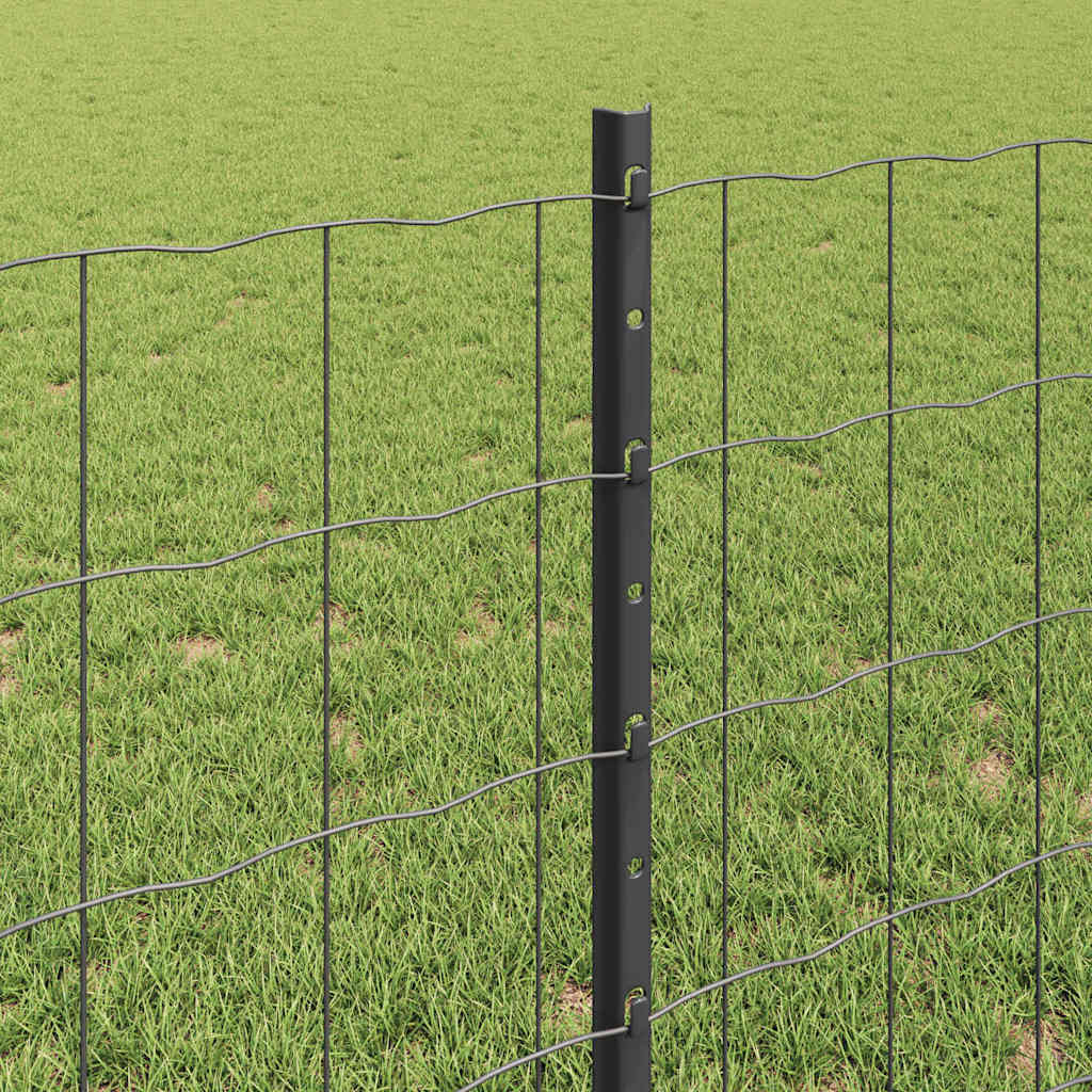 Fence with Posts Grey 0.8 x 10 m Steel