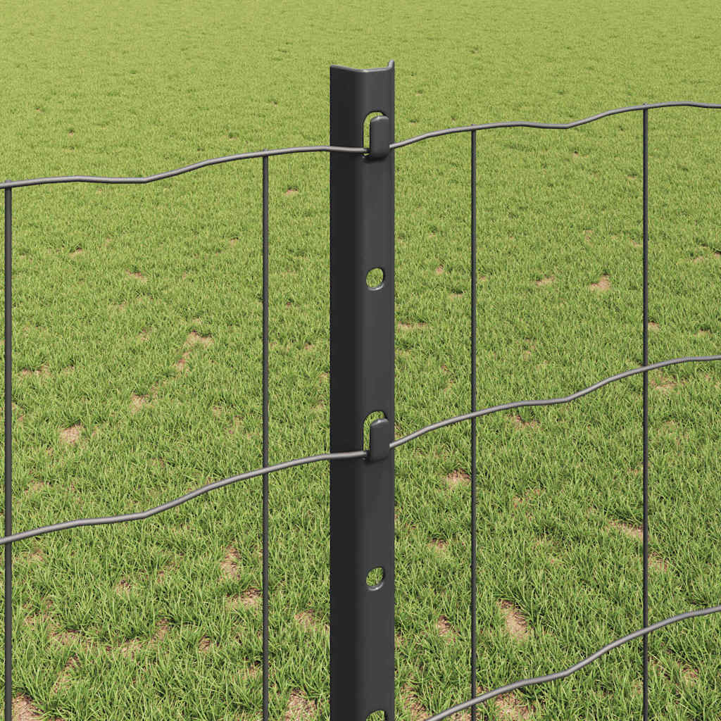 Fence with Posts Grey 1.2 x 10 m Steel