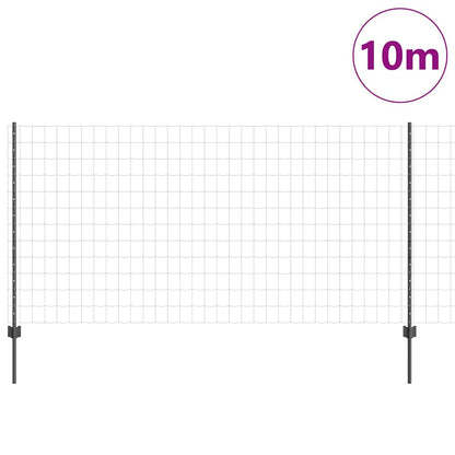 Fence with Posts Grey 1.2 x 10 m Steel