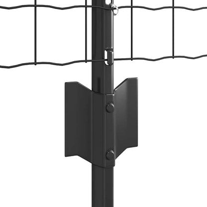 Fence with Posts Grey 0.4 x 10 m Steel