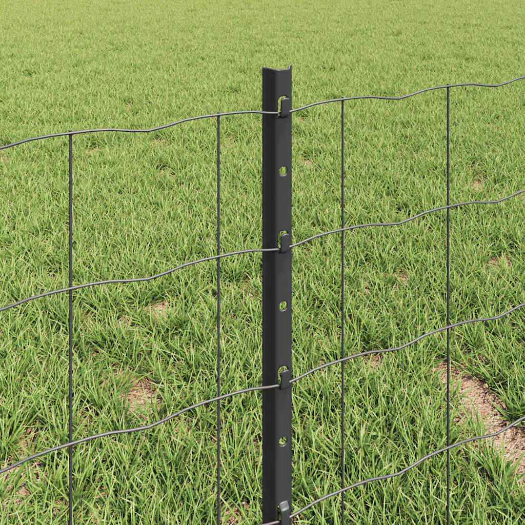 Fence with Posts Grey 0.4 x 10 m Steel