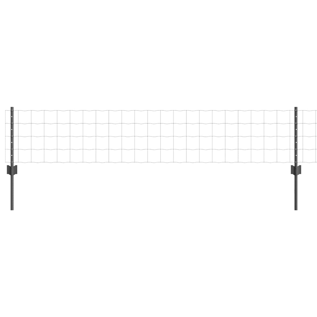 Fence with Posts Grey 0.4 x 10 m Steel