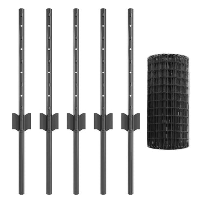 Fence with Posts Grey 0.4 x 10 m Steel