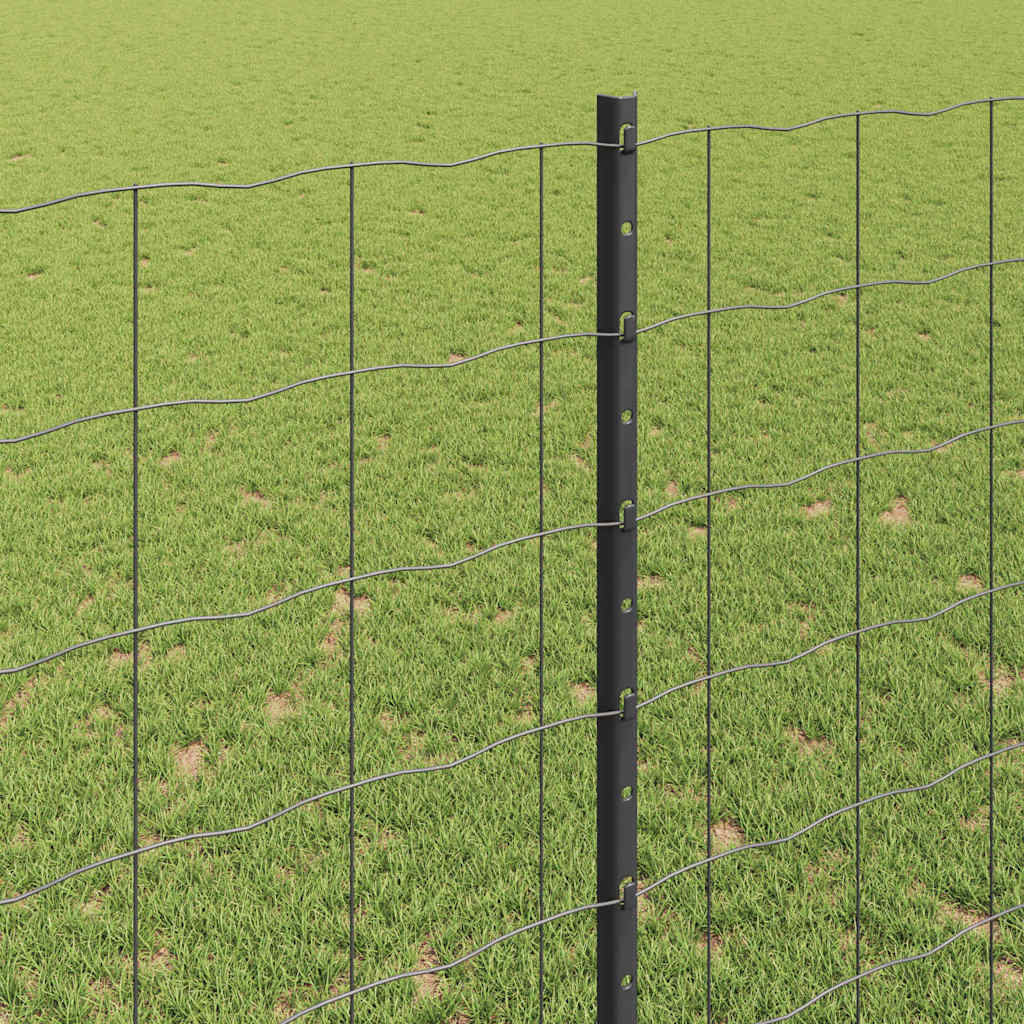 Fence with Posts Grey 1.4 x 10 m Steel