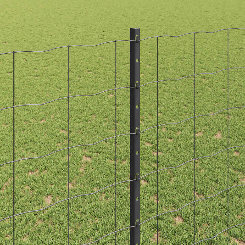 Fence with Posts Grey 1.5 x 10 m Steel
