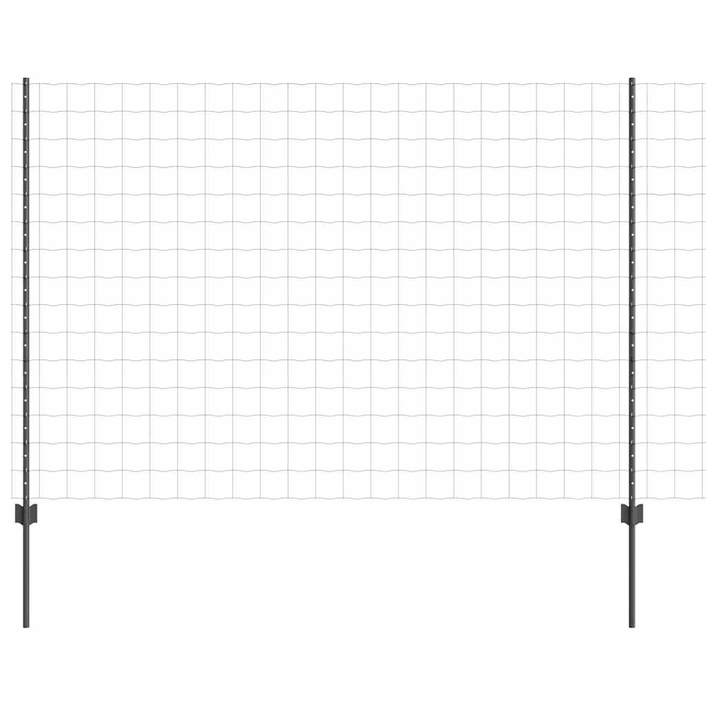 Fence with Posts Grey 1.5 x 10 m Steel