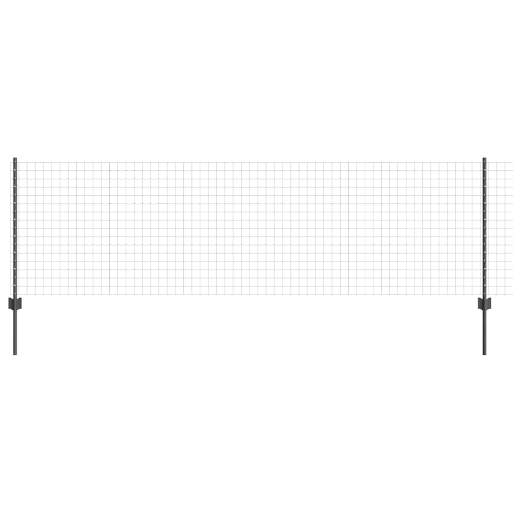 Fence with Posts Grey 0.8 x 25 m Steel