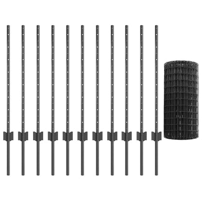 Fence with Posts Grey 0.8 x 25 m Steel
