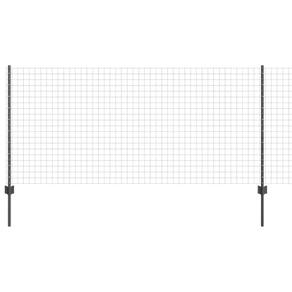 Fence with Posts Grey 1 x 25 m Steel