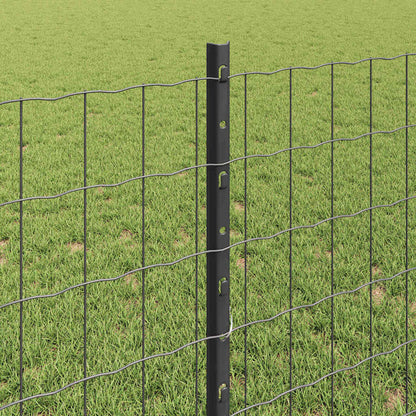 Fence with Posts Grey 0.8 x 25 m Steel