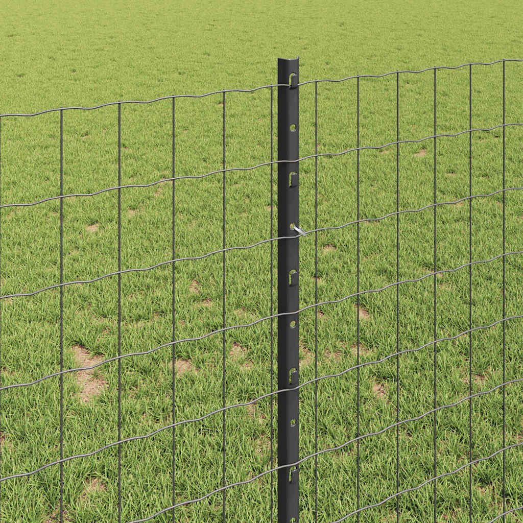 Fence with Posts Grey 1 x 25 m Steel