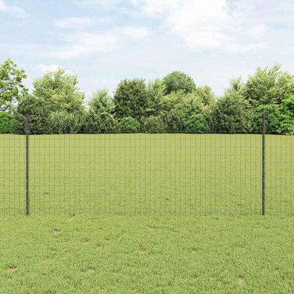 Fence with Posts Grey 1 x 25 m Steel