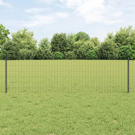 Fence with Posts Grey 0.6 x 25 m Steel