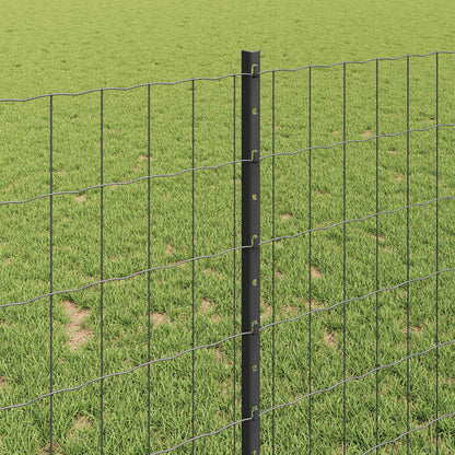 Fence with Posts Grey 1 x 25 m Steel