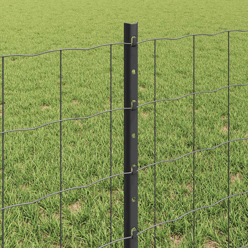 Fence with Posts Grey 0.6 x 25 m Steel