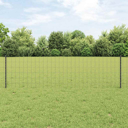Fence with Posts Grey 0.6 x 25 m Steel
