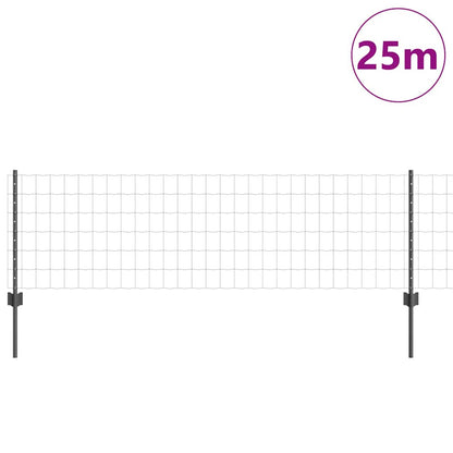 Fence with Posts Grey 0.6 x 25 m Steel