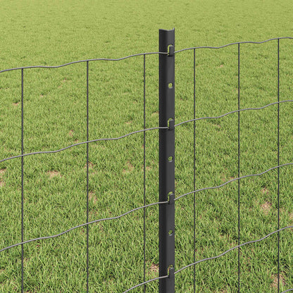 Fence with Posts Grey 0.8 x 25 m Steel