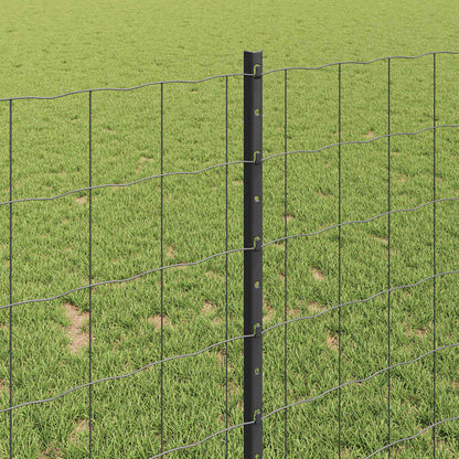 Fence with Posts Grey 1 x 25 m Steel
